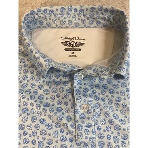 Straight‎ Down Performance Polo Shirt Dice Print Short Sleeve Size M
